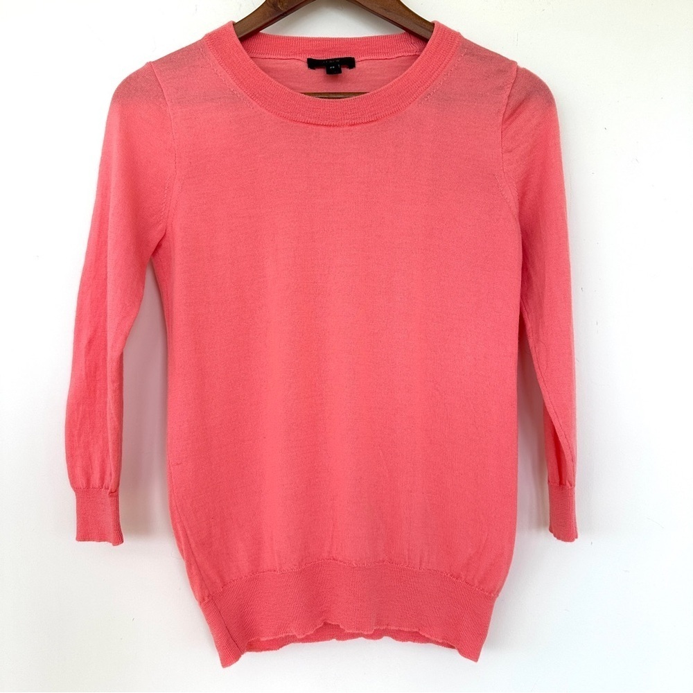 J. Crew sweater with crew neck & 3/4 length sleeves, in merino wool